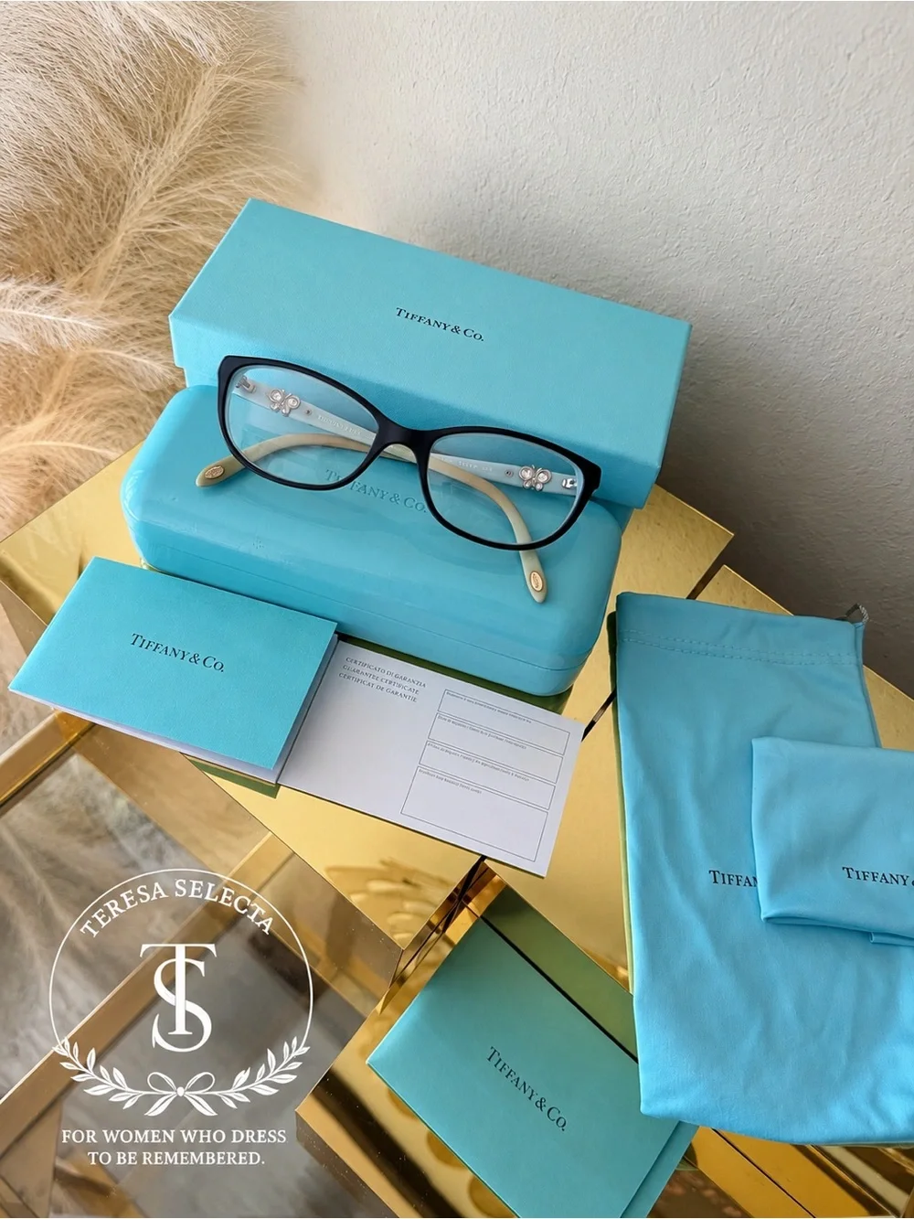 Tiffany & Co TF2051-B 8055 Eyeglass Frames 51-16 135 Blue Butterfly w/ Case